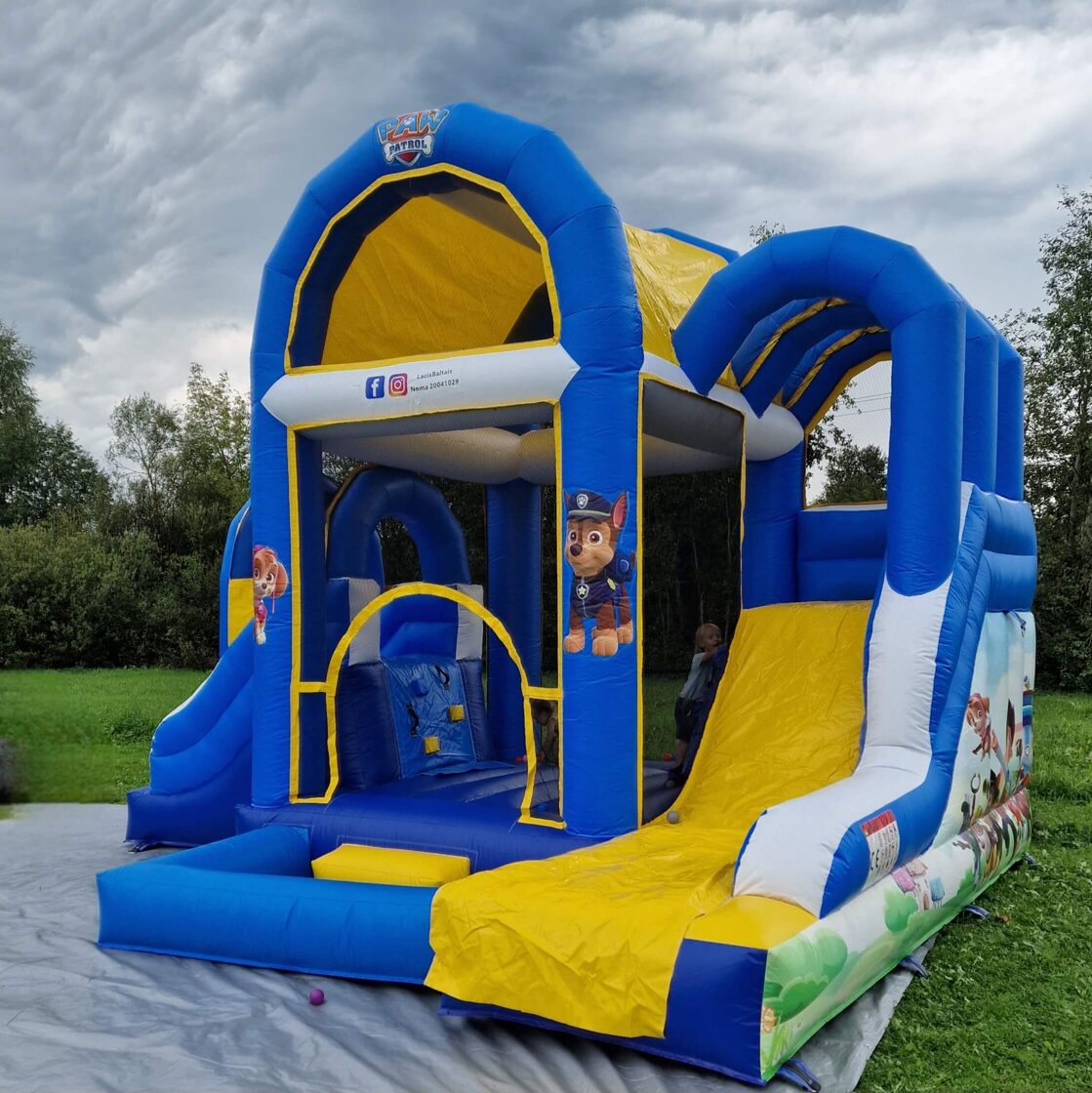 Ķepu patruļas piepūšamā atrakcija noma bērnu ballītēm