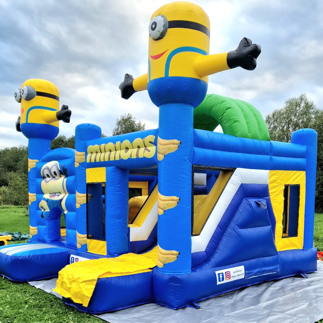 Minioni piepūšamā atrakcija bērnu ballītēm Rīgā