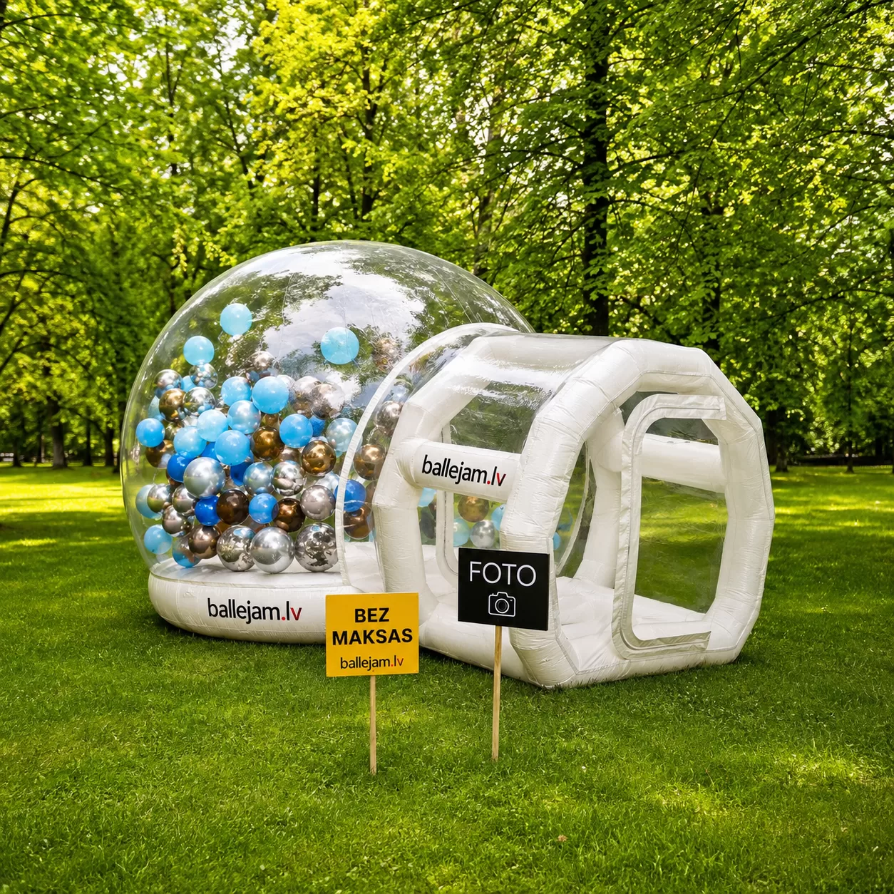 Balonu māja XXL piepūšamā atrakcija bērnu ballītēm