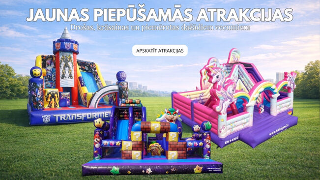 super mario, vienradža piepūšamā atrakcija, transformeru atrakcija