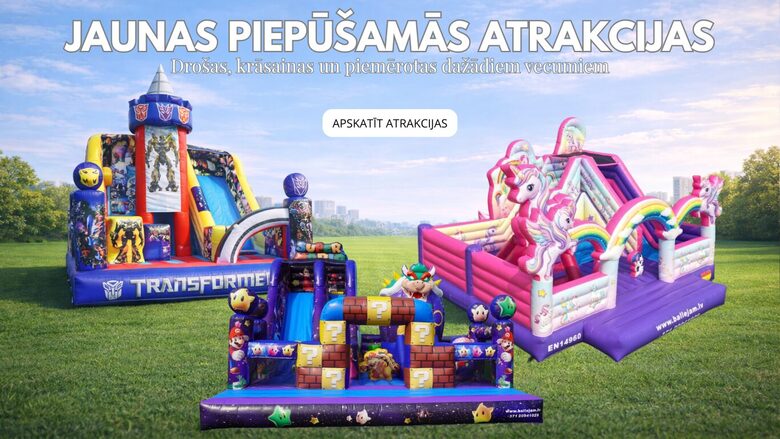 vienradža piepūšamā atrakcija, transformeris atrakcija rīgā