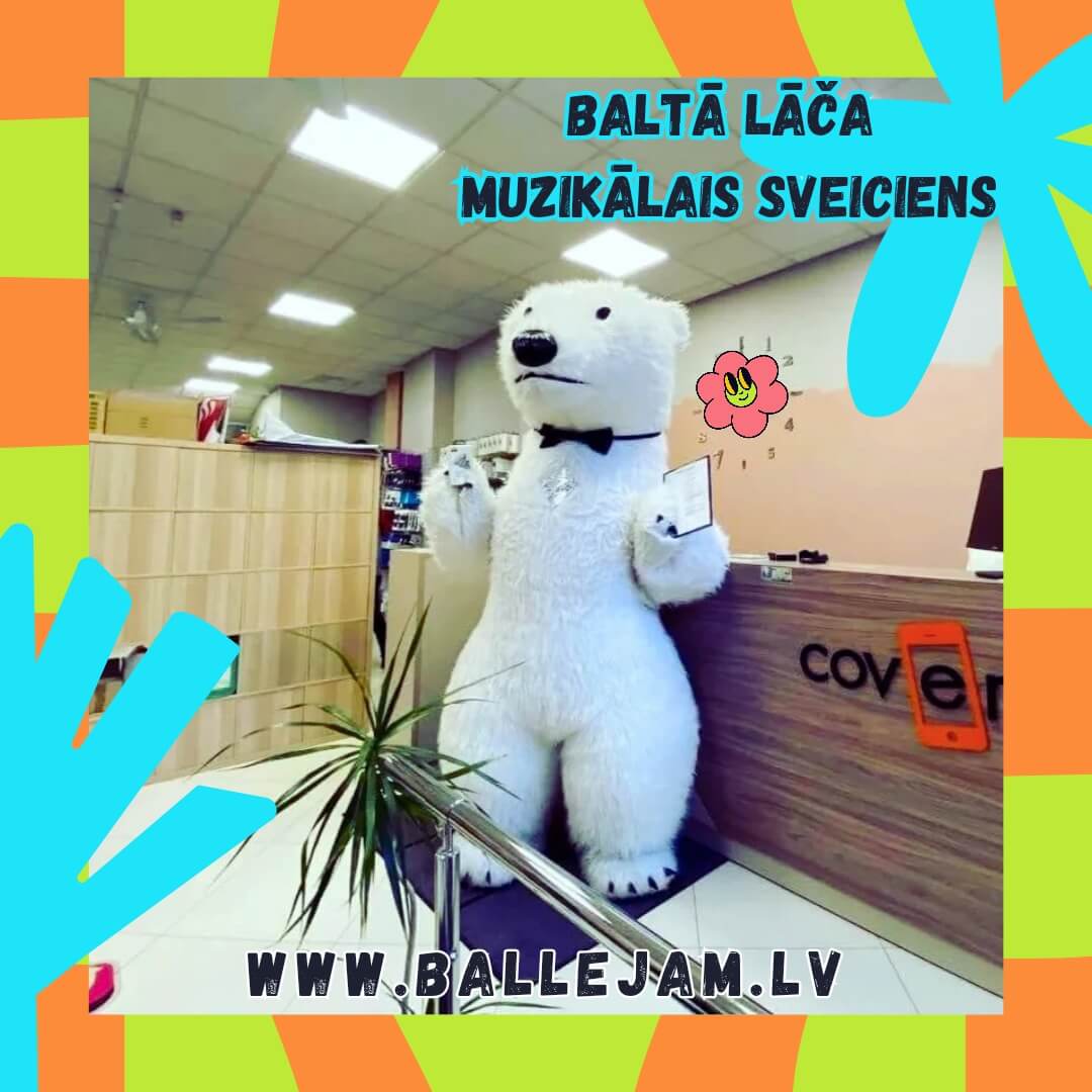 Baltais lācis bērnu dzimšanas dienas svētkos Rīgā
